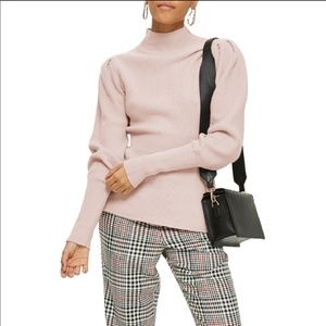 Topshop Puff Sleeve Funnel Neck Sweater